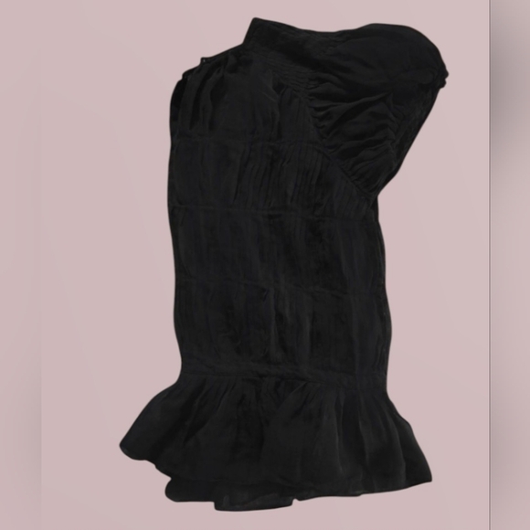 MAURICE'S WOMEN'S BLACK LOLITA/PARCIE STYLE CRINKLED CHIFFON BLOUSE SZ. MED - Picture 4 of 6